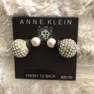 Gorgeous Front-Back 2pc Pavé Disco Ball & Imitation Pearl Earrings.